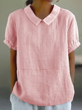 Peter Pan Collar Relaxed Linen Casual Blouse