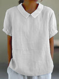 Peter Pan Collar Relaxed Linen Casual Blouse