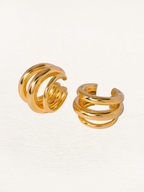 Gold Chunky Ear Cuff – 3-Layer No-Piercing Clip Earring
