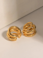 Gold Chunky Ear Cuff – 3-Layer No-Piercing Clip Earring