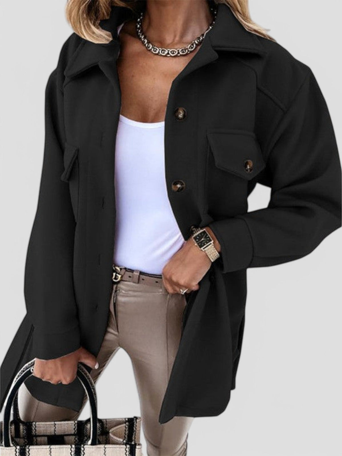 Lightweight Button Jacket – Trendy Layering Jacket in 8 Colours