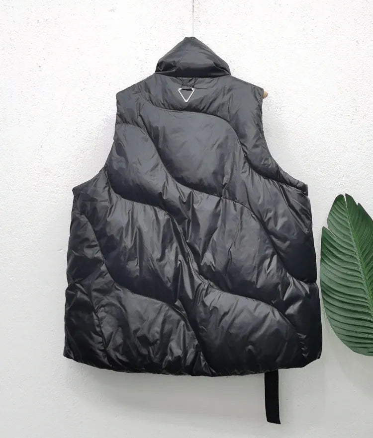 Women's Oversized Padded Puffer Gilet with High Shawl Collar