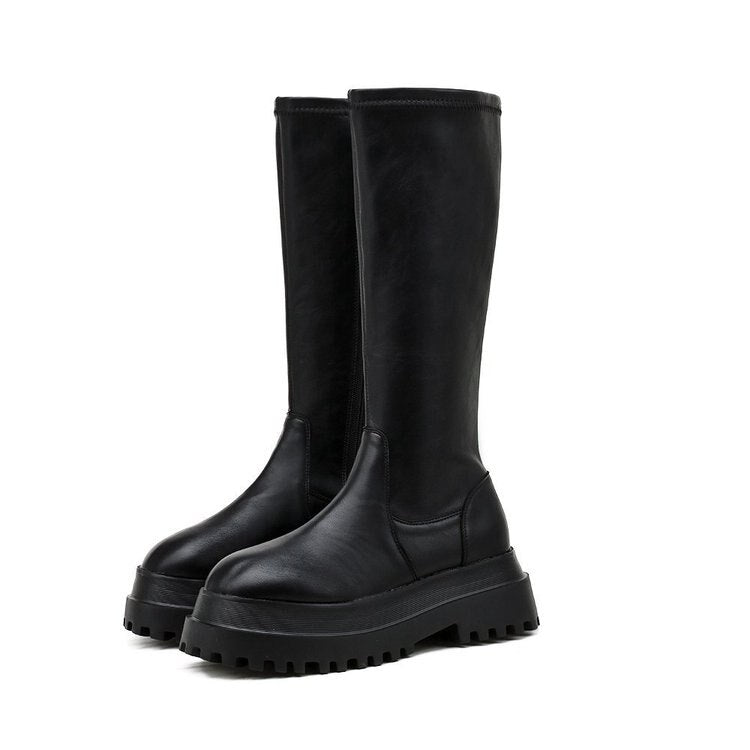 Women's Knee High Platform Boots with Chunky Lug Sole