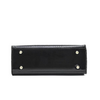 Women's Glossy Faux Leather Handbag with Twin Handles and Shoulder Strap