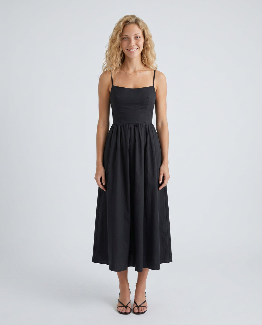 Spaghetti Strap Low Back Midi Dress