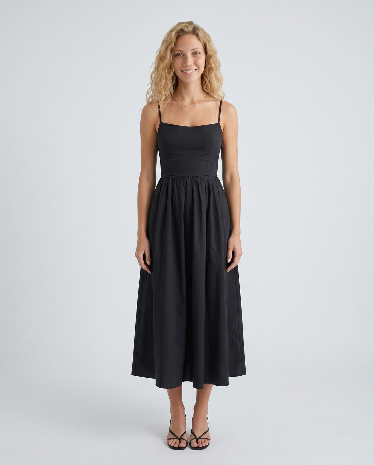 Spaghetti Strap Low Back Midi Dress
