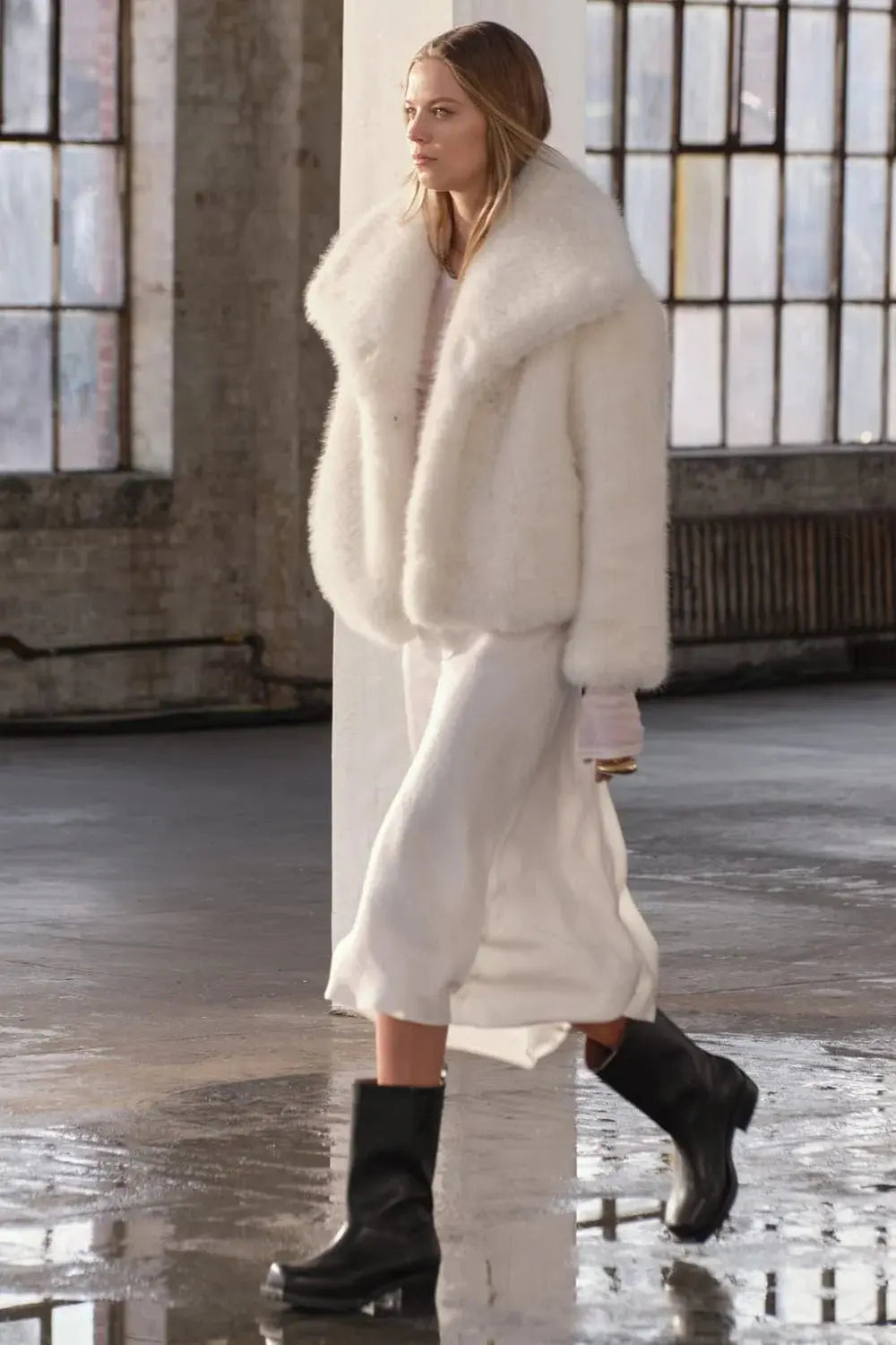 Statement Faux Fur Coat in White or Burgundy