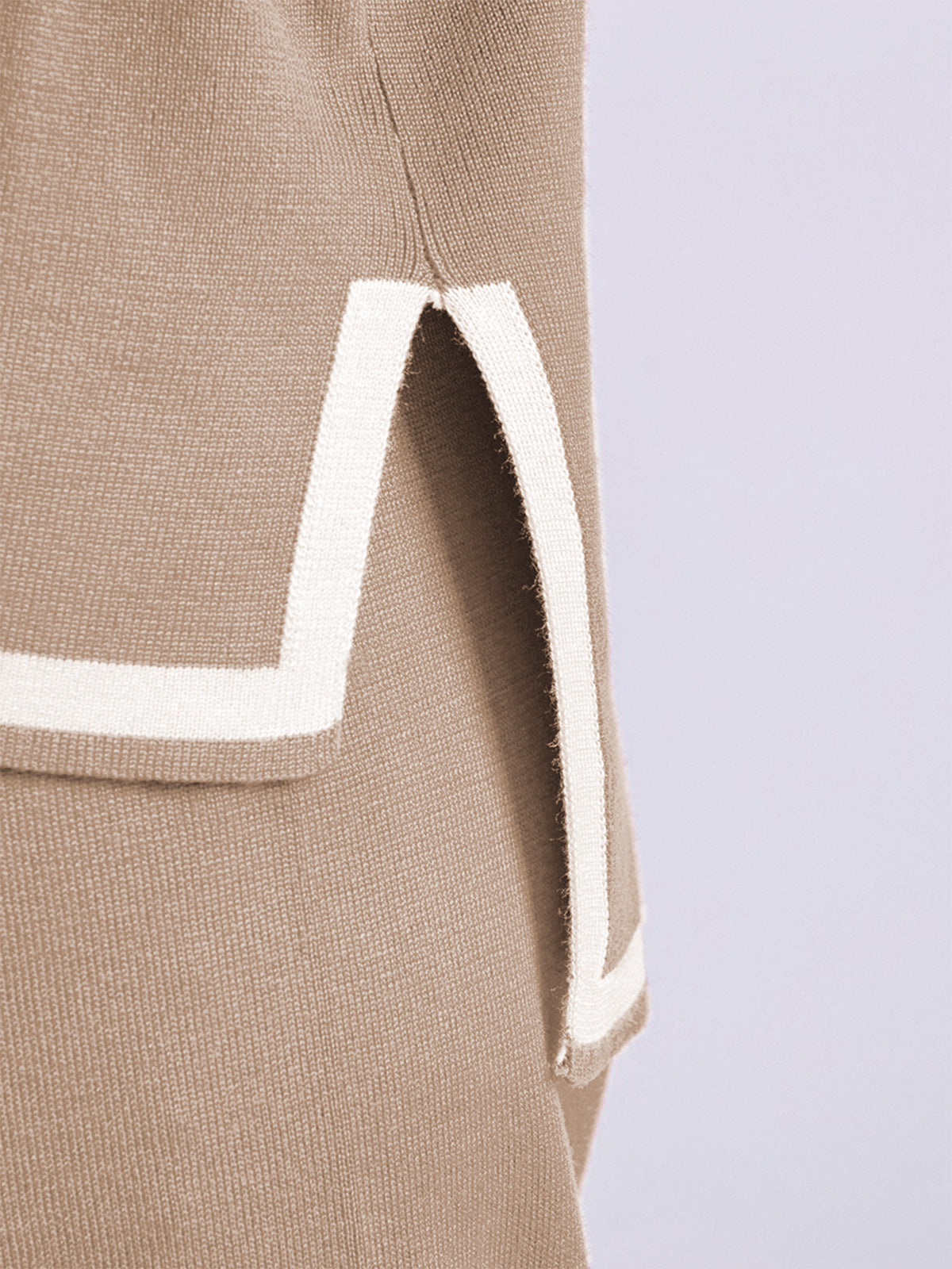 Women's Contrast-Trim Knit Co-Ord Set – Relaxed Longline Top