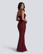 Sequin Tie-Up Square Neck Maxi Dress