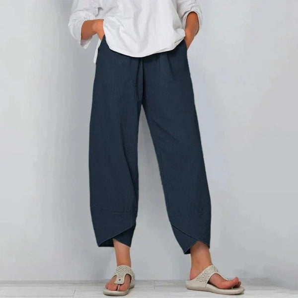 Relaxed Linen Trousers with Tulip Hem