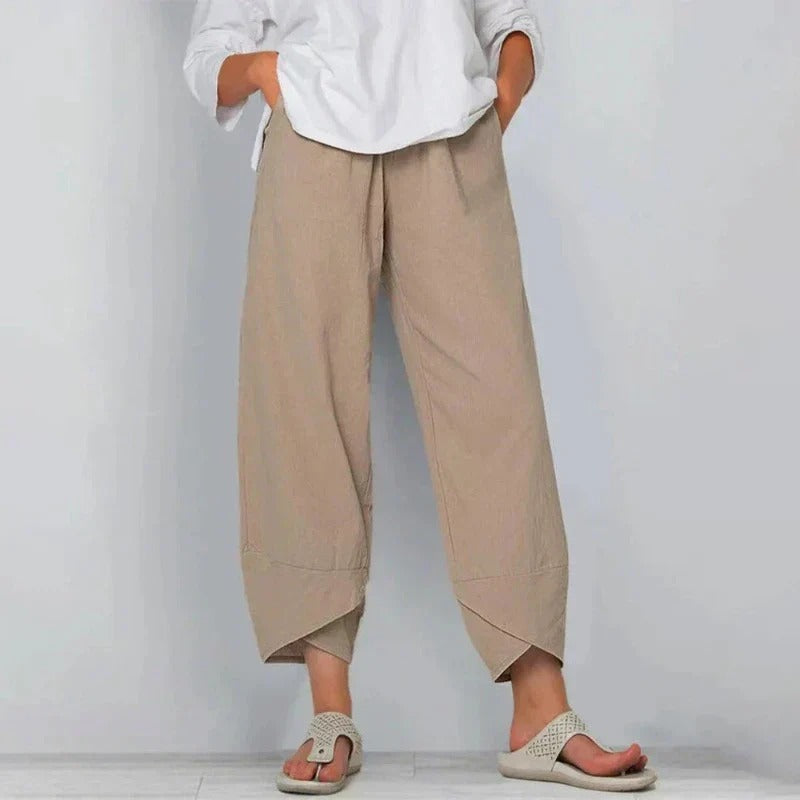 Relaxed Linen Trousers with Tulip Hem