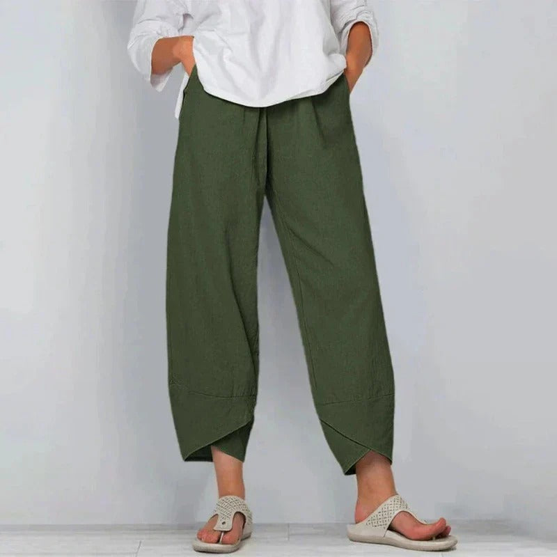 Relaxed Linen Trousers with Tulip Hem