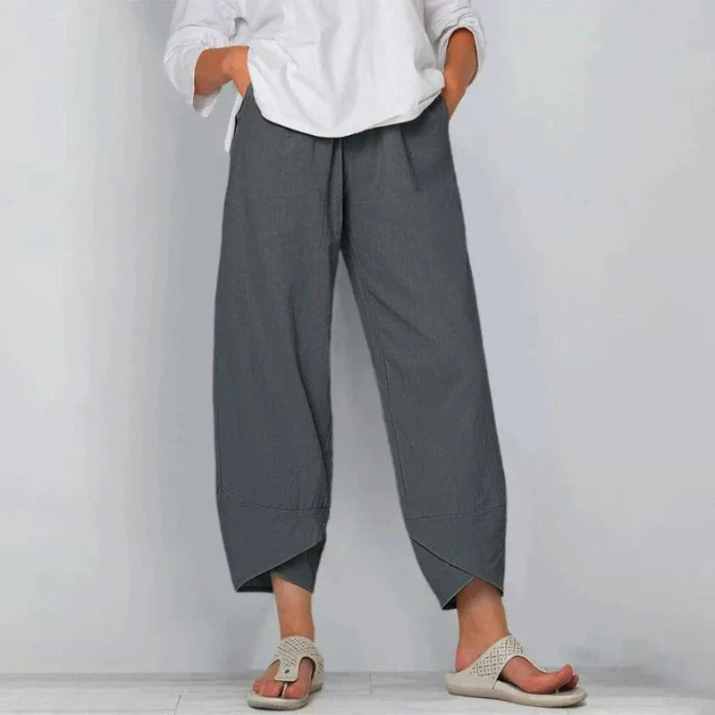 Relaxed Linen Trousers with Tulip Hem