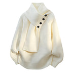 Women's Buttoned Shawl-Collar Sweater – Soft Relaxed Knit