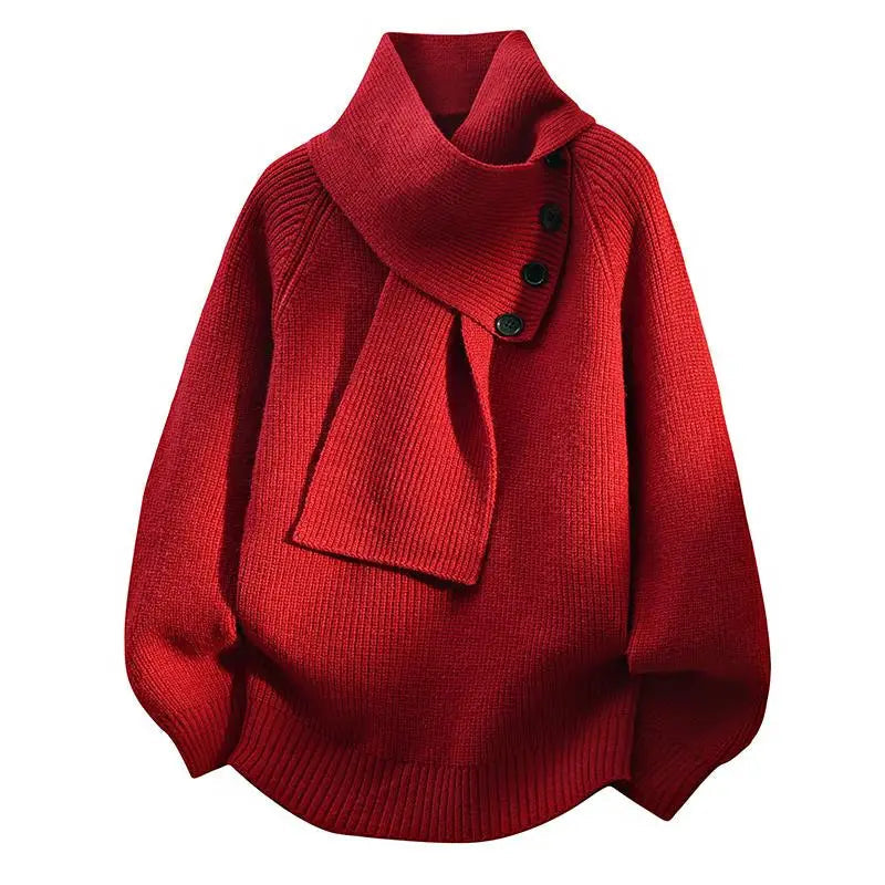 Women's Buttoned Shawl-Collar Sweater – Soft Relaxed Knit