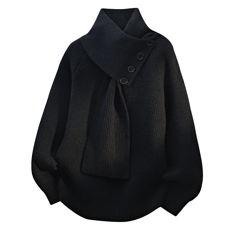 Women's Buttoned Shawl-Collar Sweater – Soft Relaxed Knit