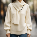 Women's Buttoned Shawl-Collar Sweater – Soft Relaxed Knit