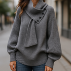 Women's Buttoned Shawl-Collar Sweater – Soft Relaxed Knit