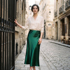 Elastic Waist Midi Skirt