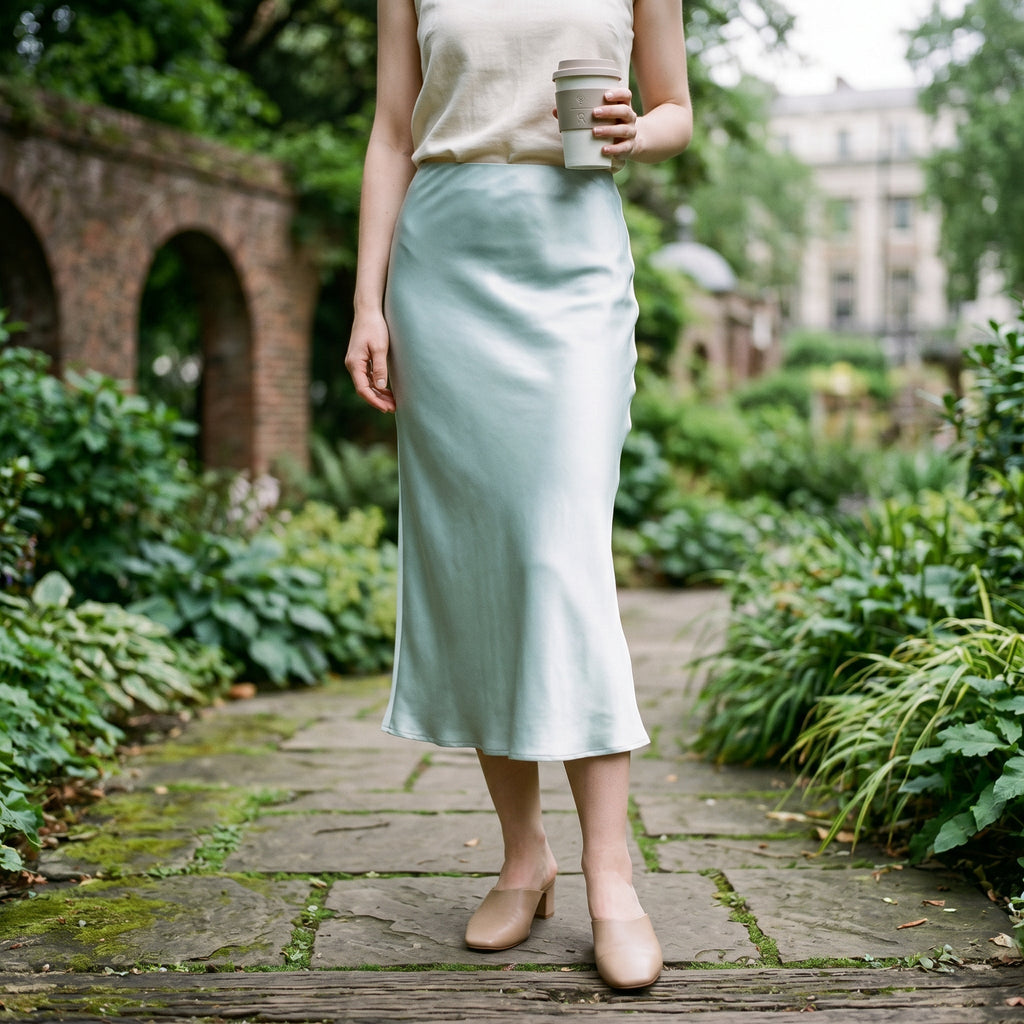 Elastic Waist Midi Skirt