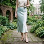 Elastic Waist Midi Skirt
