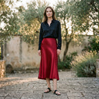 Elastic Waist Midi Skirt