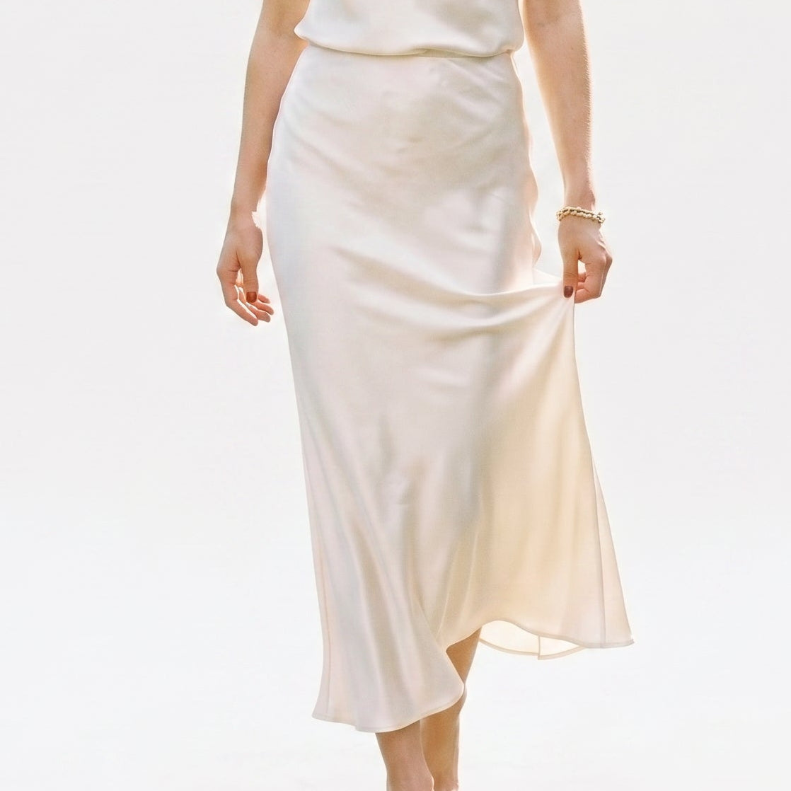 Elastic Waist Midi Skirt
