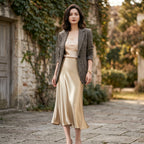 Elastic Waist Midi Skirt