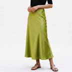 Elastic Waist Midi Skirt