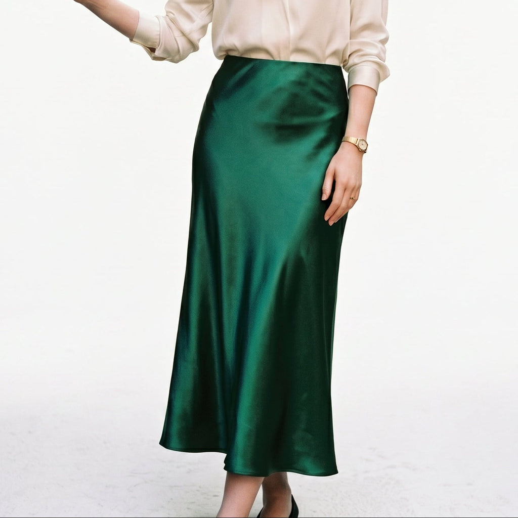 Elastic Waist Midi Skirt