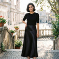 Elastic Waist Midi Skirt