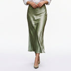 Elastic Waist Midi Skirt
