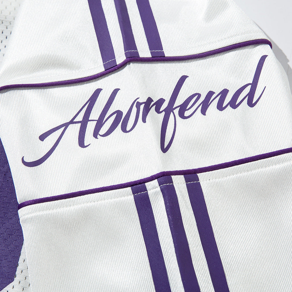 White Long Sleeve Football Jersey Top – Women's Oversized Varsity Print Top