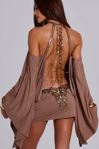 Open Back Mini Dress with Gold Chain Detail – Luxe Party Dress