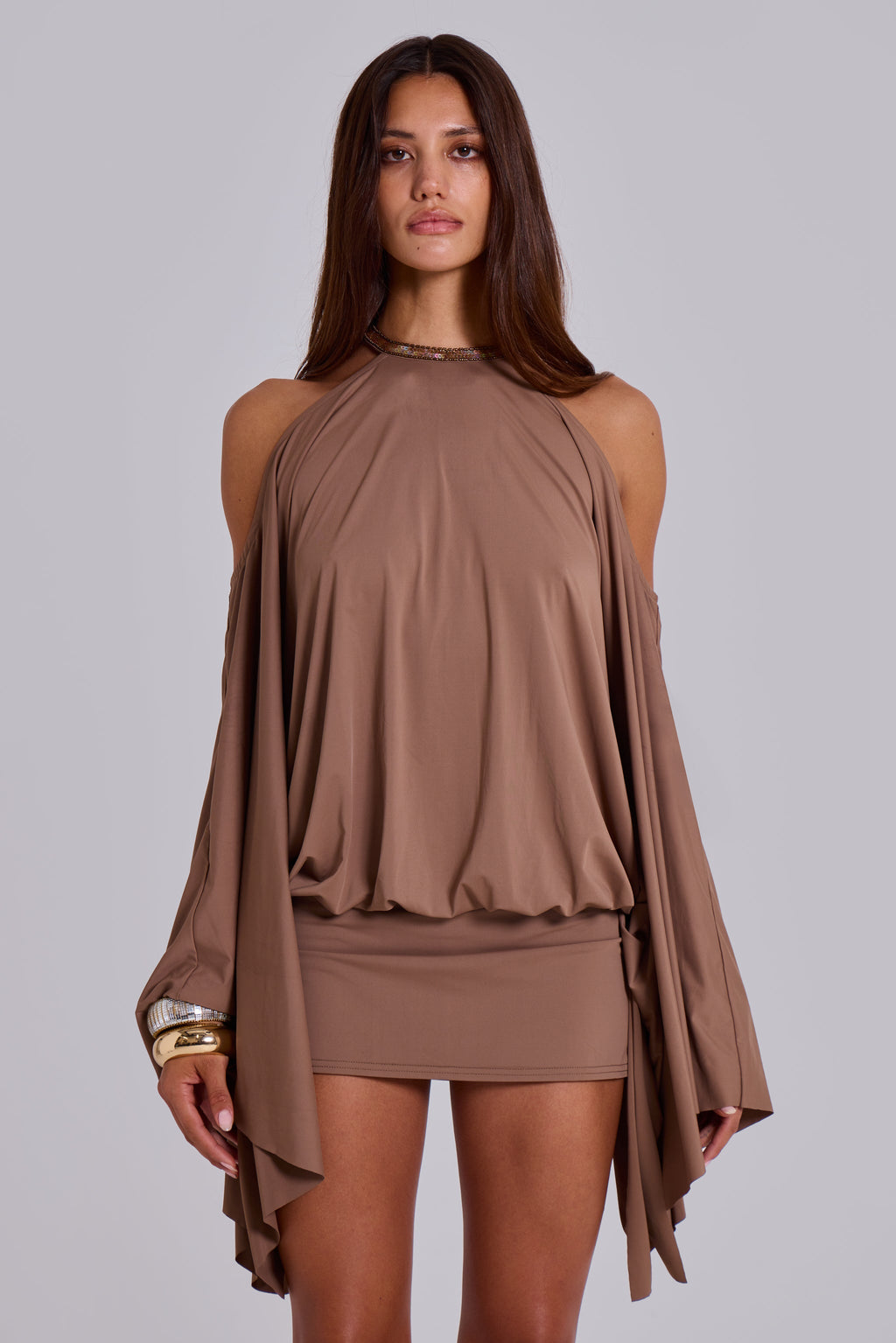 Open Back Mini Dress with Gold Chain Detail – Luxe Party Dress