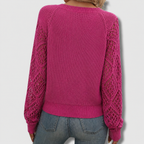 Women's V-Neck Open-Knit Sweater – Breathable Relaxed Layer