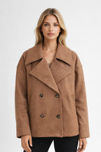 Cropped Wool-Blend Jacket with Double Buttons