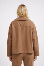 Cropped Wool-Blend Jacket with Double Buttons