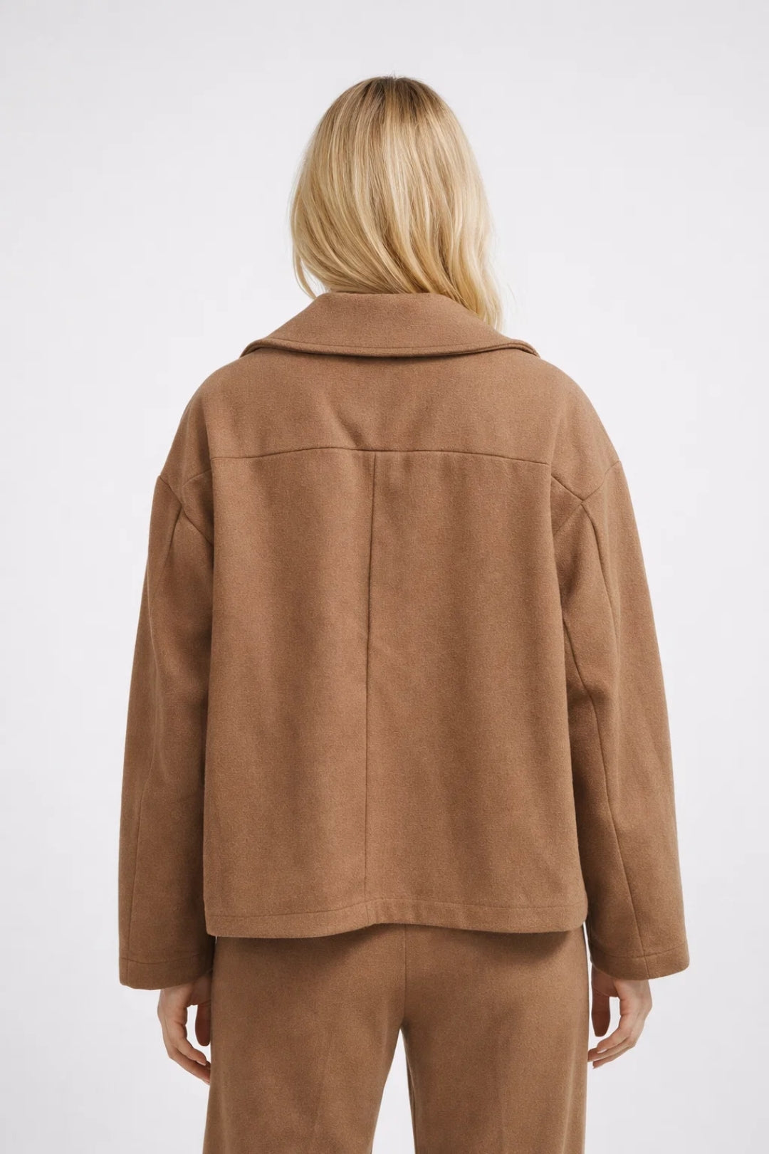 Cropped Wool-Blend Jacket with Double Buttons