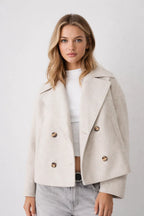 Cropped Wool-Blend Jacket with Double Buttons