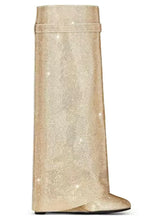Glitter Statement Boots with Crystal Look – Sparkly Wedge Boots