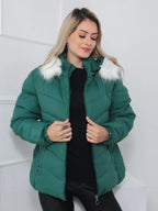 Padded Winter Coat with Faux Fur Hood – Sizes to 6XL