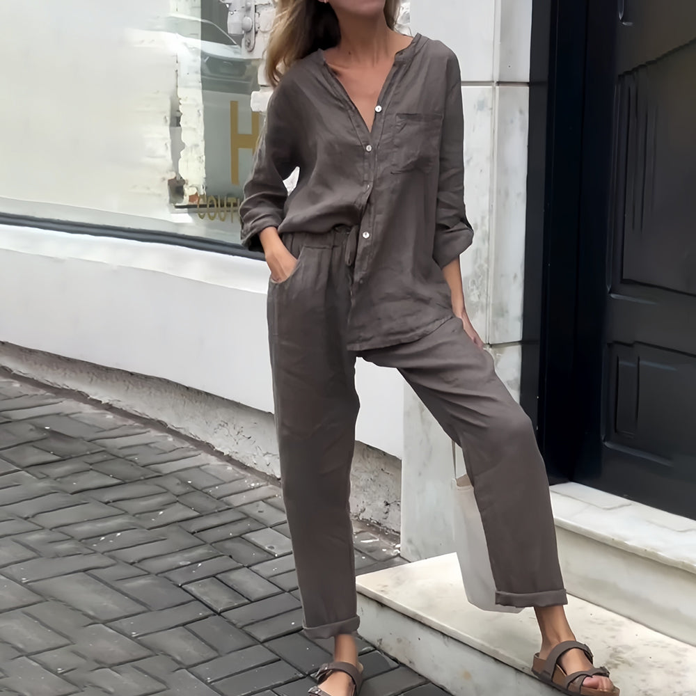 Women's Cotton-linen-look Casual Co-Ord Set