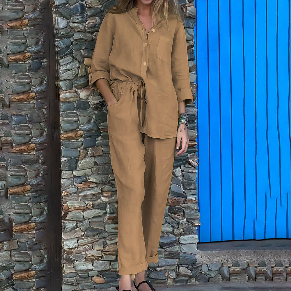 Women's Cotton-linen-look Casual Co-Ord Set