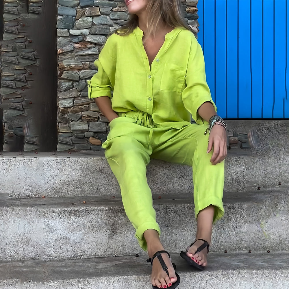 Women's Cotton-linen-look Casual Co-Ord Set
