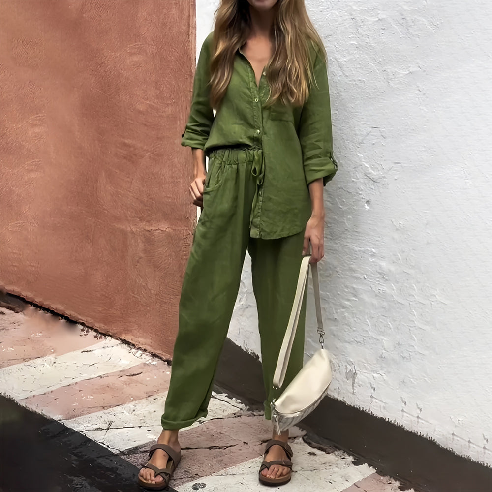 Women's Cotton-linen-look Casual Co-Ord Set