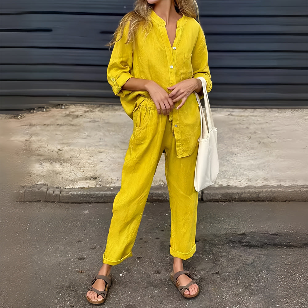 Women's Cotton-linen-look Casual Co-Ord Set