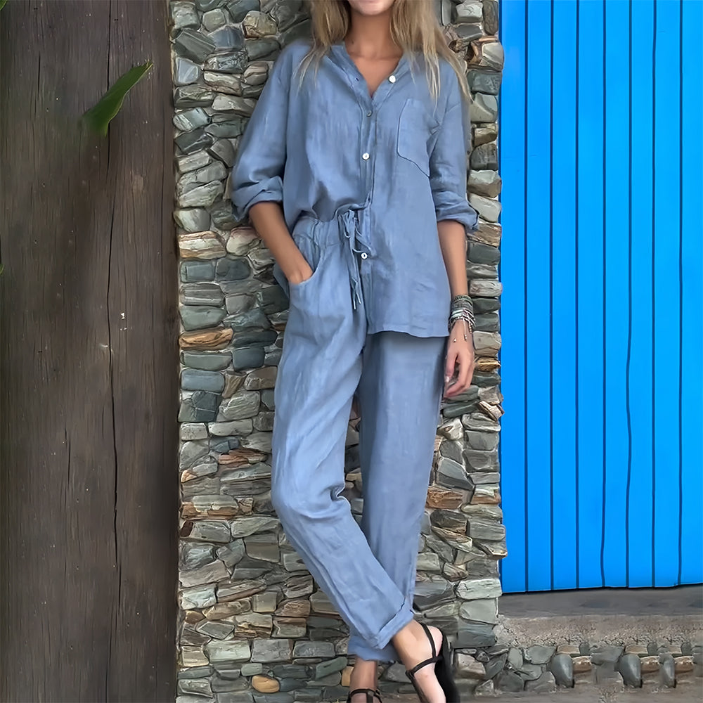 Women's Cotton-linen-look Casual Co-Ord Set