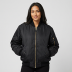 Satin Bomber Jacket – Women's Classic MA-1 Zip-Up Jacket with Utility Pocket