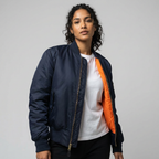 Satin Bomber Jacket – Women's Classic MA-1 Zip-Up Jacket with Utility Pocket